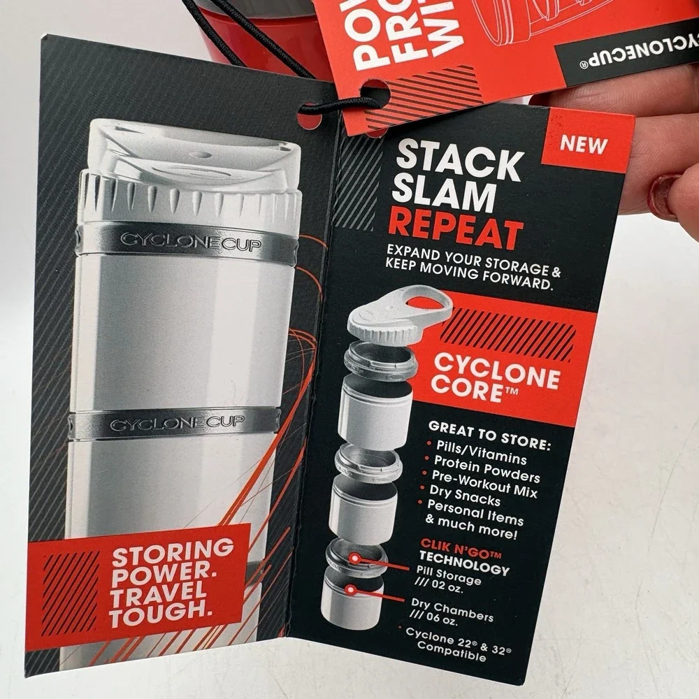 Cyclone Cup Core Red Protein Shaker Storage Containers Stackable NEW 3 Piece